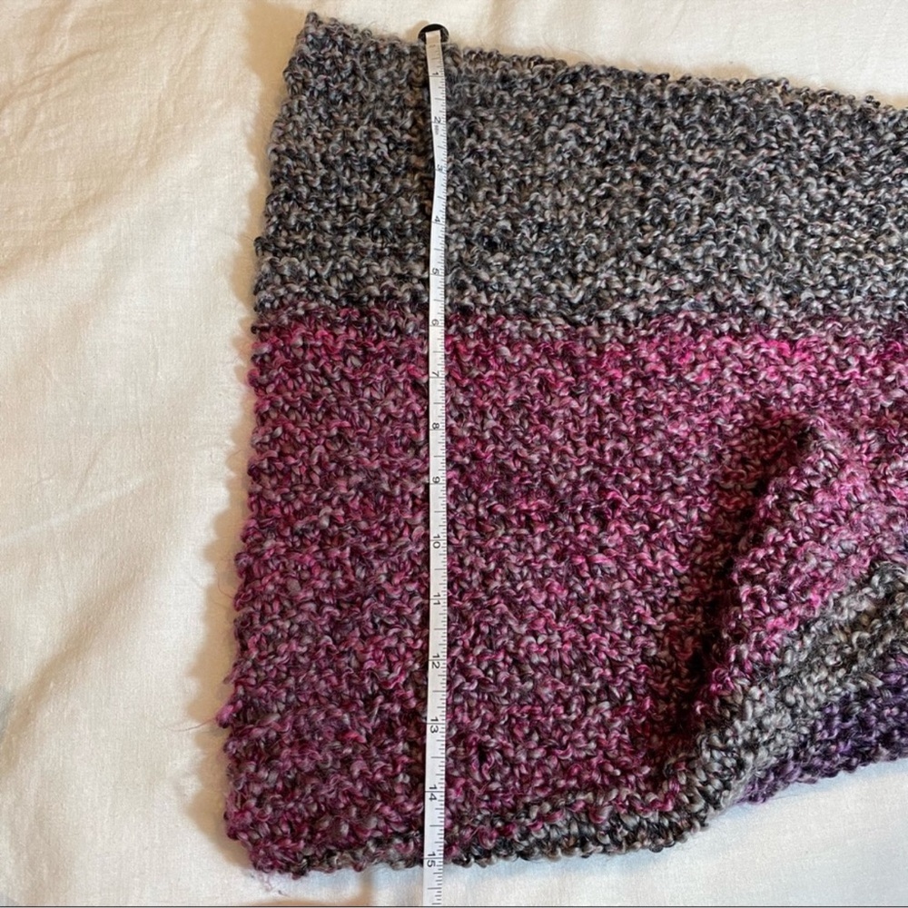 Hand Knit Infinity Scarf in Purple/Grey/Pink - Picture 6 of 8